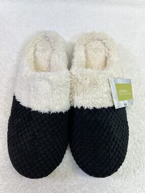 ULTRAIDEAS Unisex Slippers Fuzzy Soft Black Sz 11-12 Womens 9-10 Mens, XL